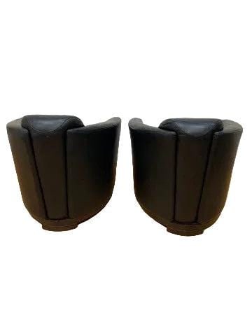 MCM Nicoletti Calia Salotti Black Leather Chairs - Pair - 6