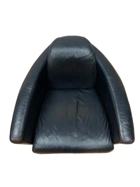 MCM Nicoletti Calia Salotti Black Leather Chairs - Pair - 7