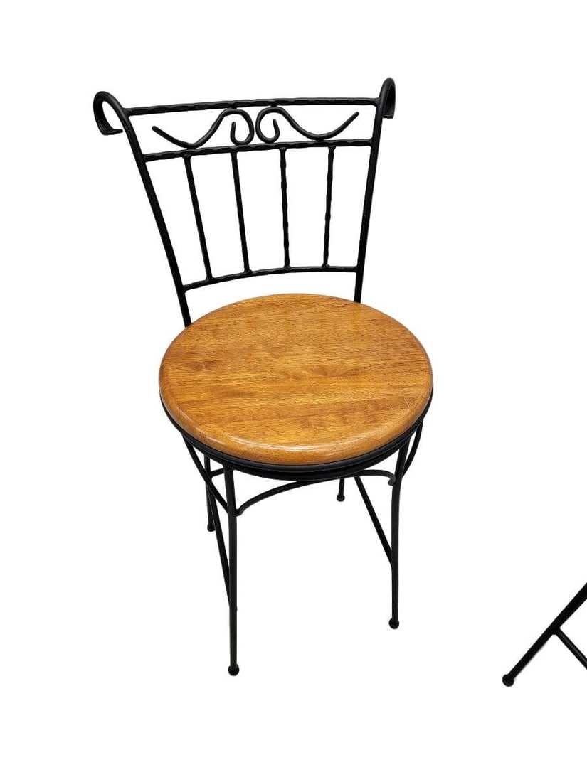 French Country Style Wrought-Iron Swivel Bar Stools - 4 - 6