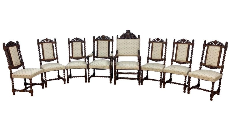 Antique French Jacobean Revival Renaissance Style Dining Chairs - 8 (1 of 8)