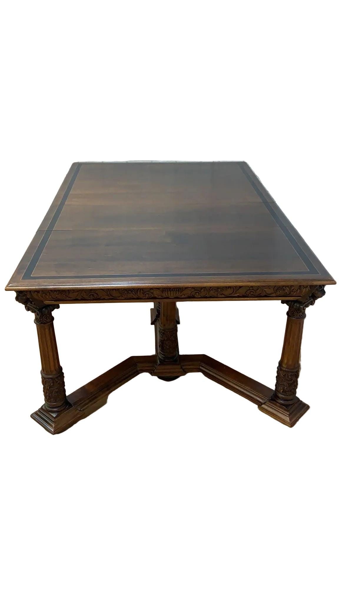 Antique Revival Style Carved Extending Dining Table - 3