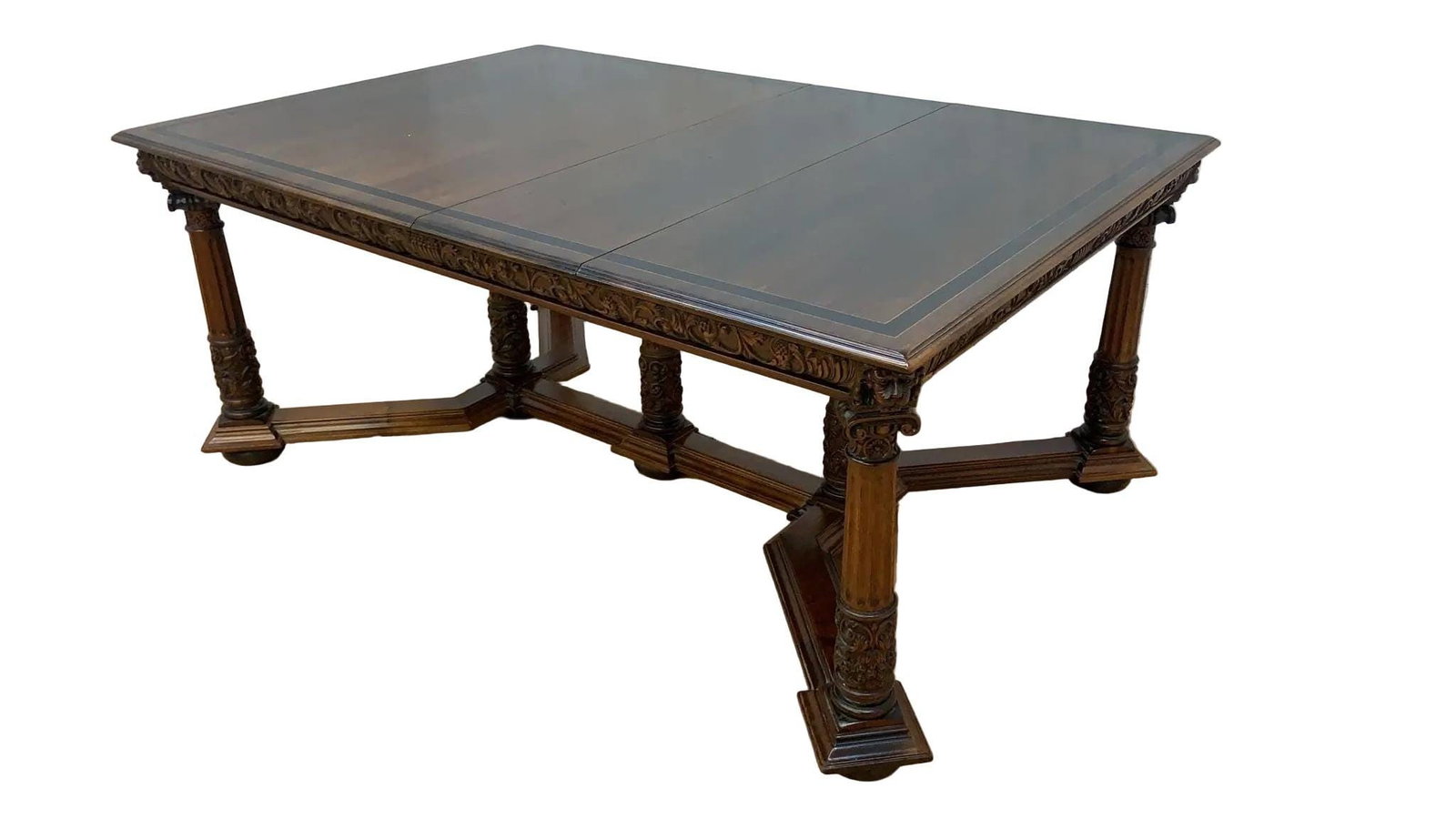 Antique Revival Style Carved Extending Dining Table - 4