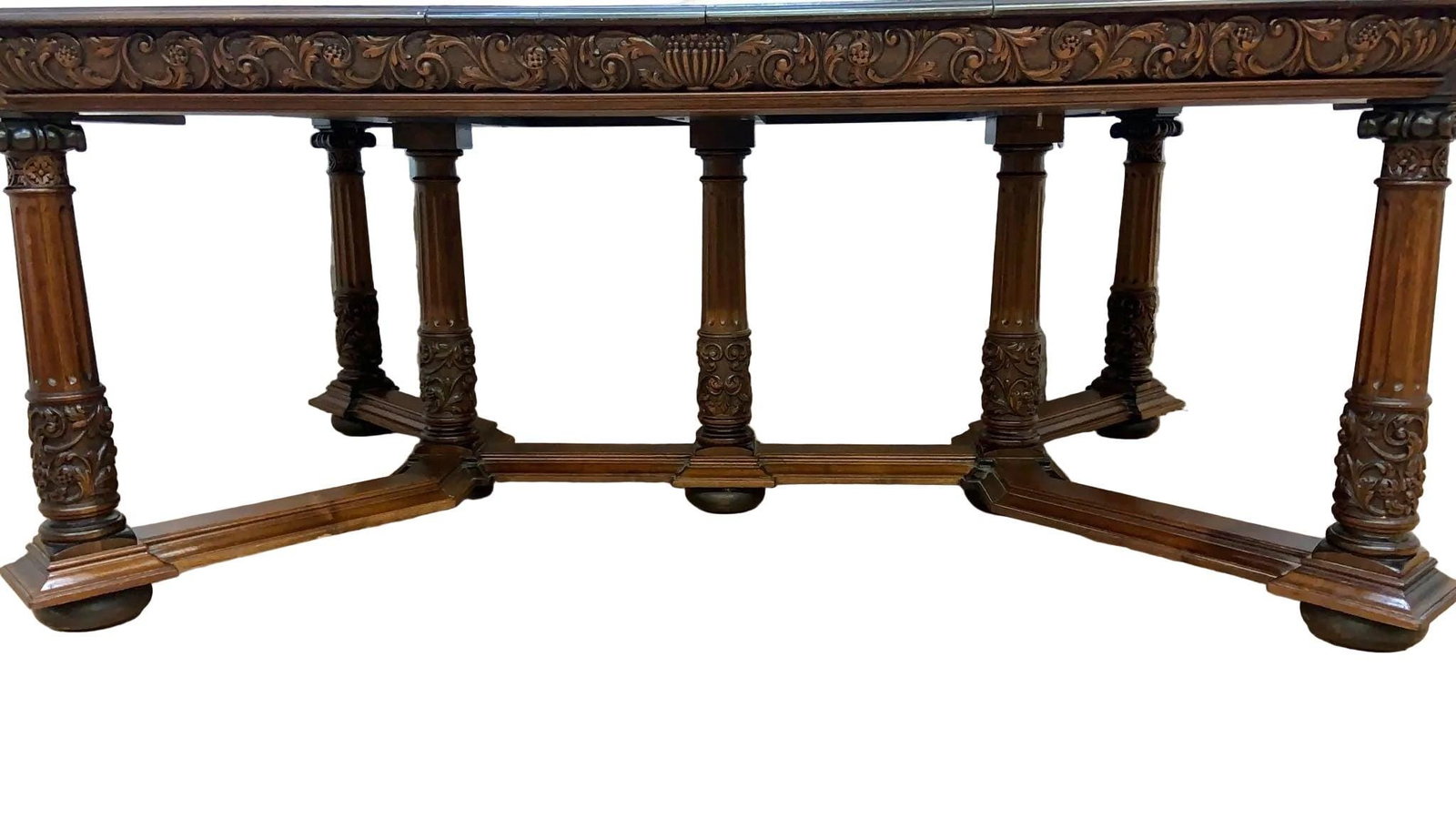 Antique Revival Style Carved Extending Dining Table - 6