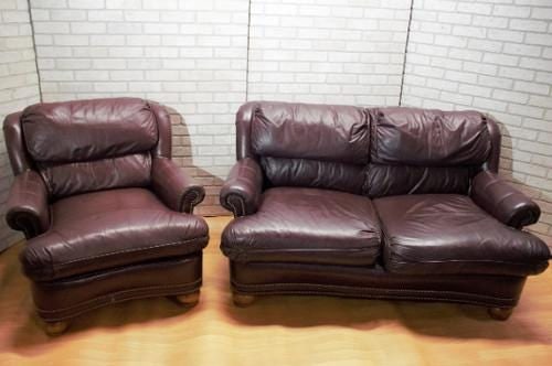 Hancock & Moore Austin Loveseat and Armchair in "Oxblood" Leather - 2 Piece Set - 2