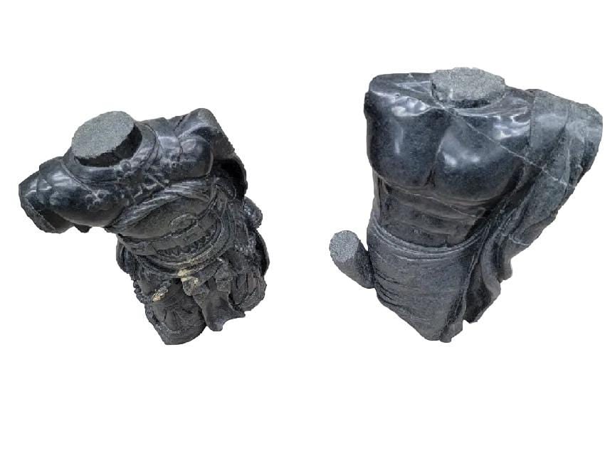 Antique Monumental Black Marble Roman Emperor Bust - Set of 2 - 7