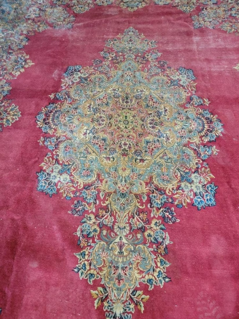 Antique Hand Woven Persian Kerman Rug - 7