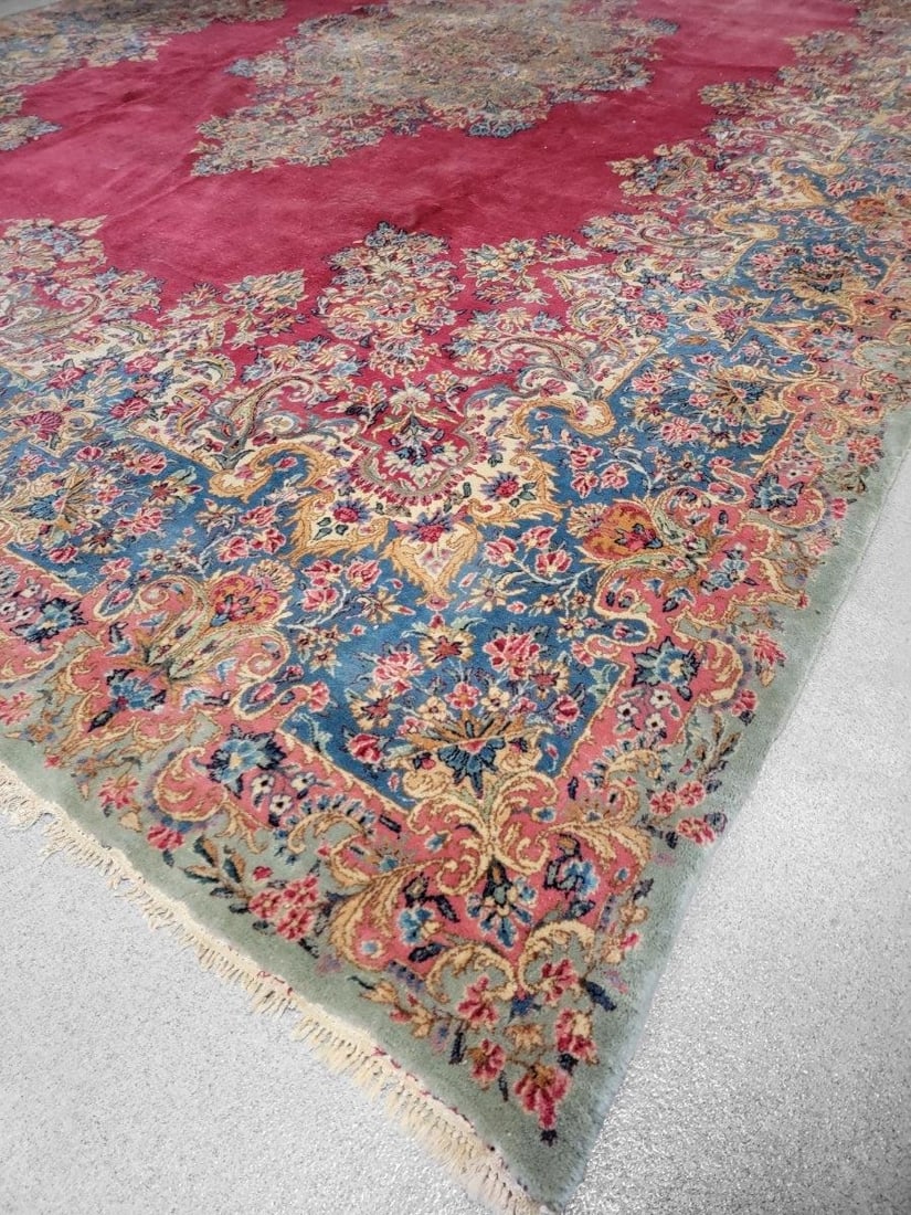 Antique Hand Woven Persian Kerman Rug - 8