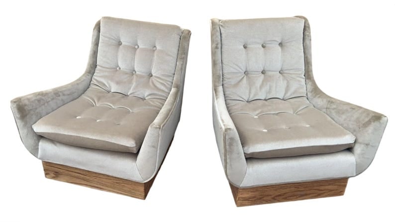 MCM Milo Baughman Style Lounge Chairs in Mohair - Pair (1 of 8)