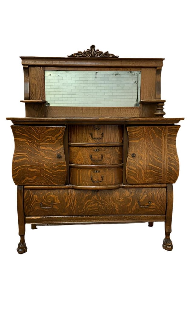 Antique Empire Quarter Sawn Buffet Cabinet (1 of 8)