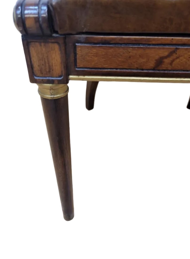 Vintage Neoclassical Style Walnut & Leather Slipper Dining Chairs by Oxford LTD - 6 - 3