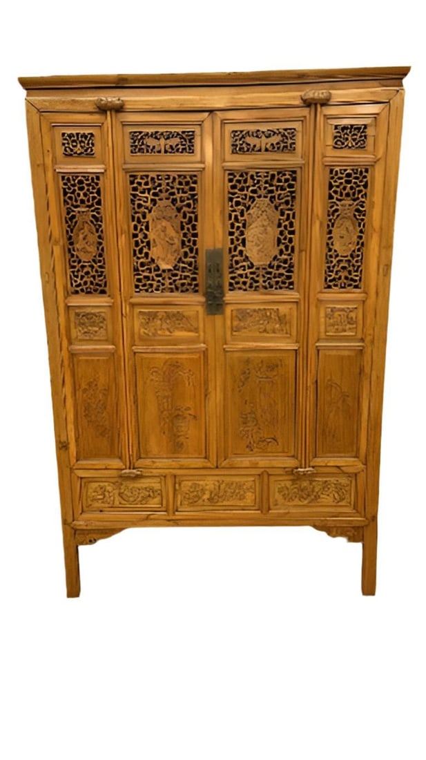Vintage Chinese Pierced Screen Scholars Cabinet - 2