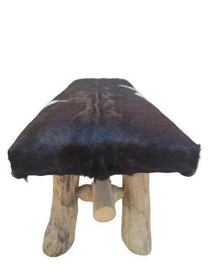 Vintage Rustic Cowhide Bench - 6