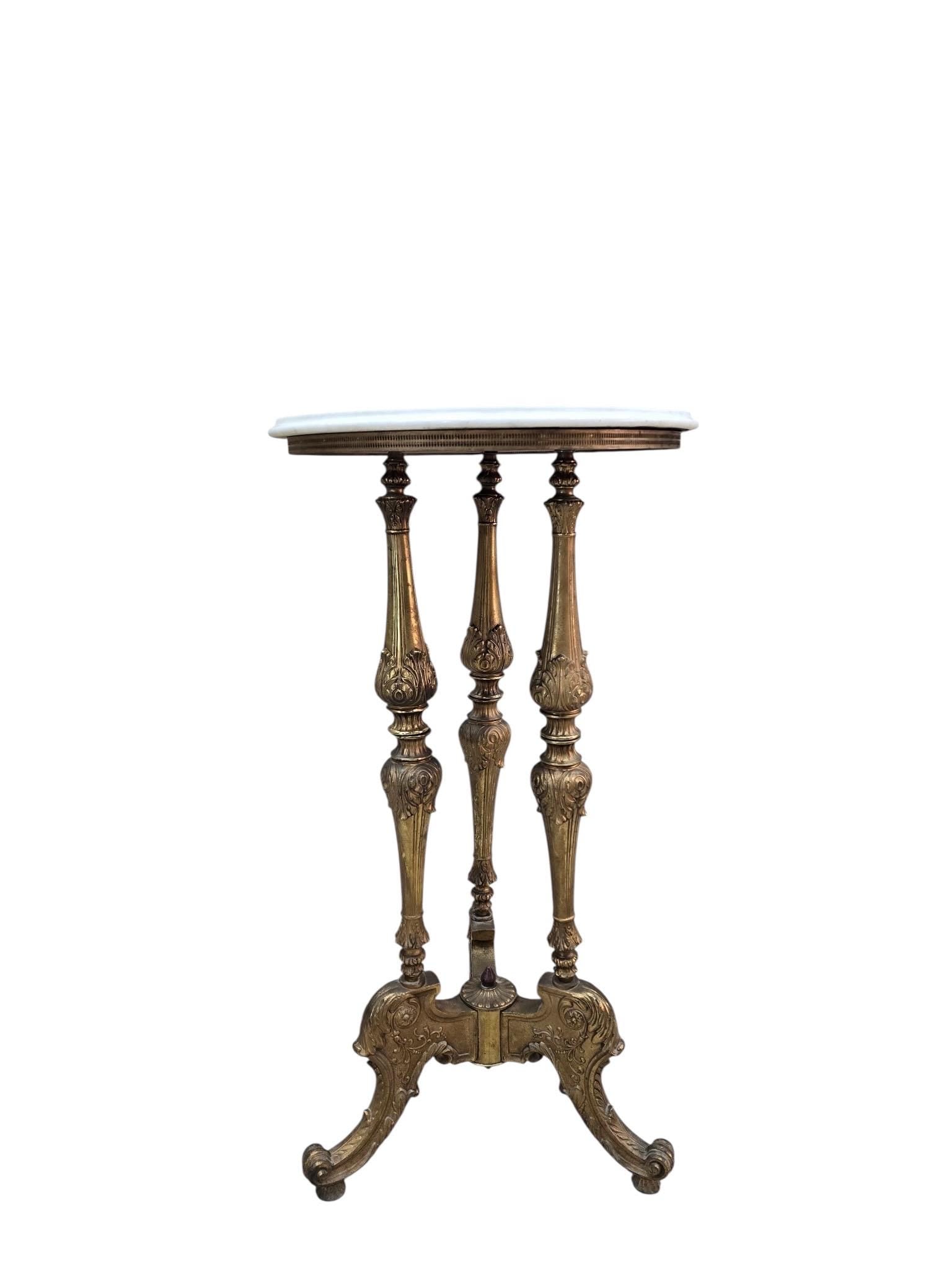Antique Louis XVI Style Pedestal Side Table - 4