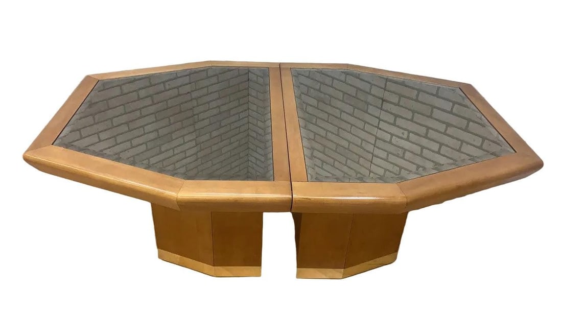 Architectural Octagonal Extension Dining Table on Plinth Bases - 2