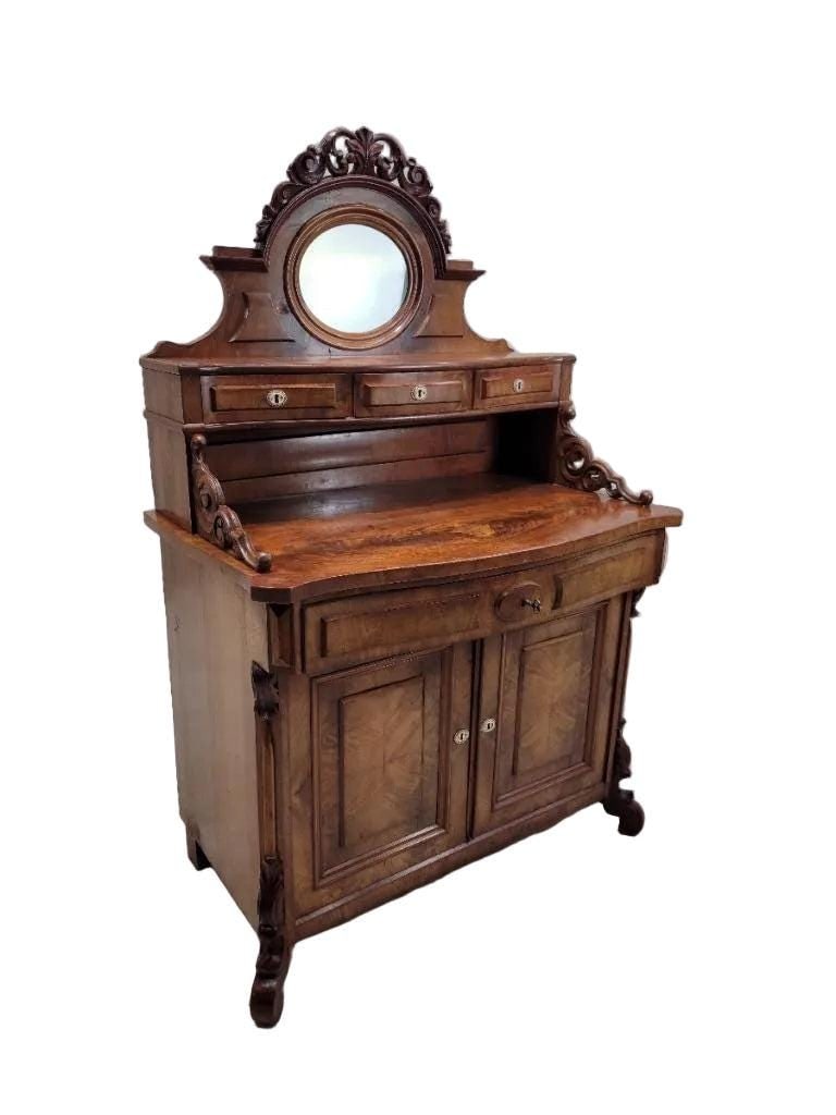 Antique English Victorian Chiffonier Cabinet with Mirror - 4