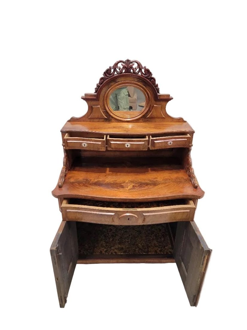 Antique English Victorian Chiffonier Cabinet with Mirror - 6