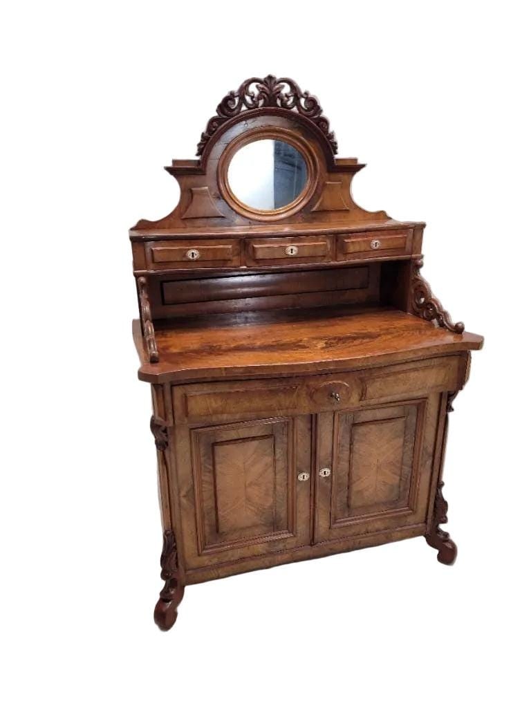 Antique English Victorian Chiffonier Cabinet with Mirror - 8