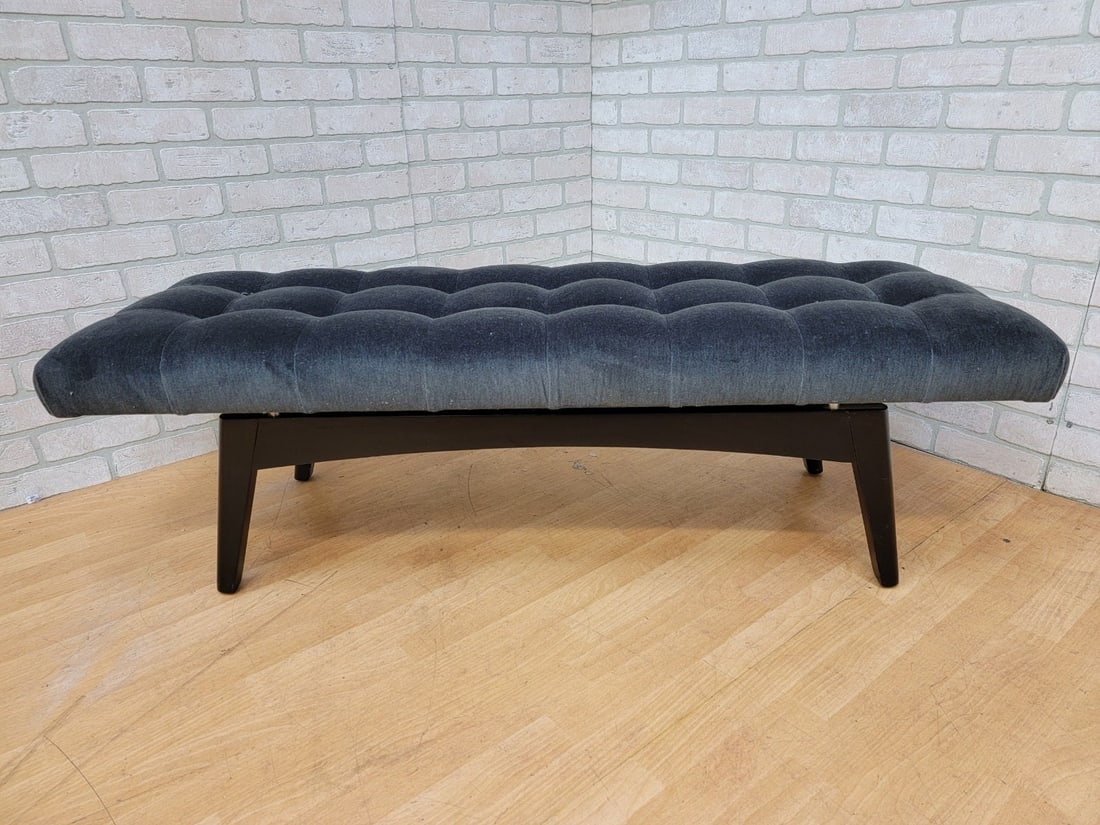 Mid Century Modern Gio Ponti Style Biscuit Tufted Floating Formation Bench Ottoman - 3