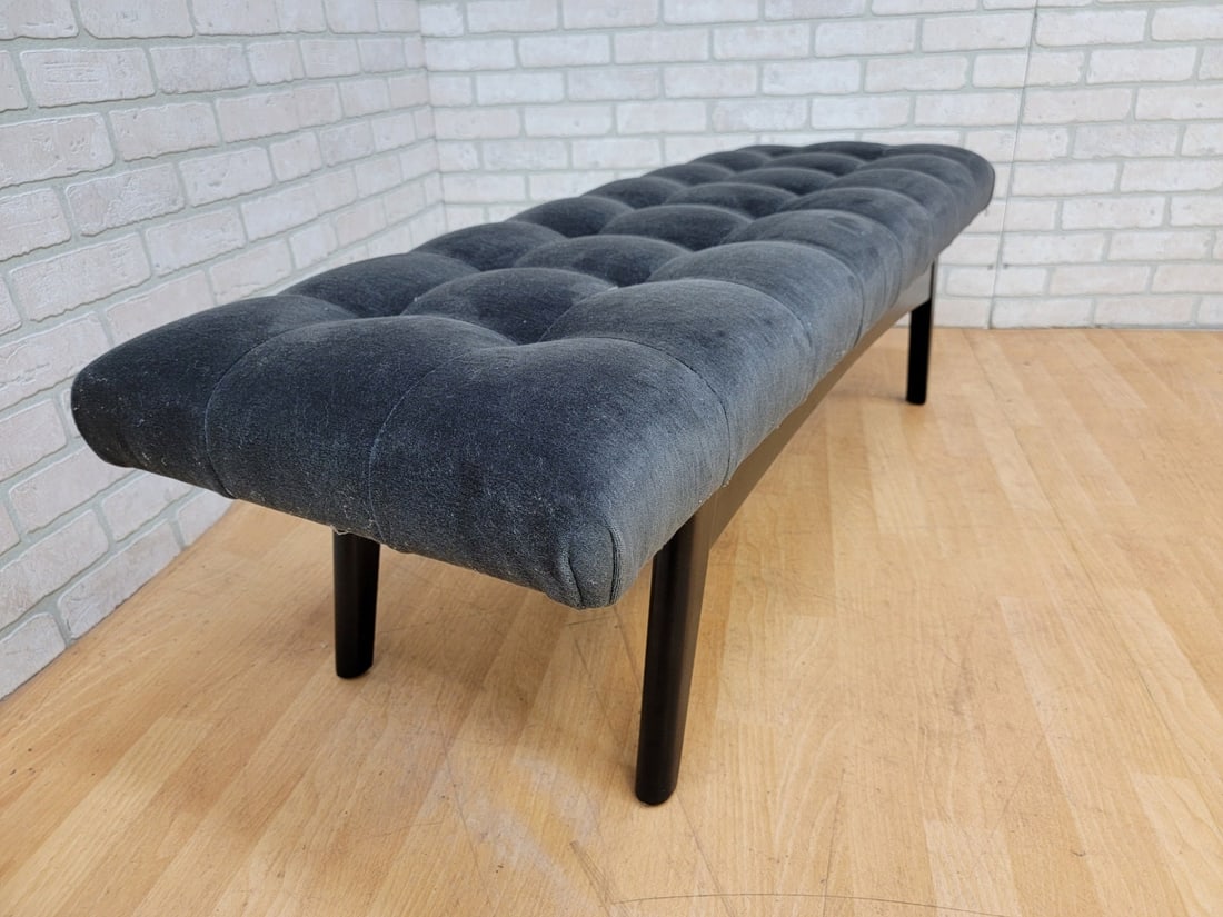 Mid Century Modern Gio Ponti Style Biscuit Tufted Floating Formation Bench Ottoman - 4