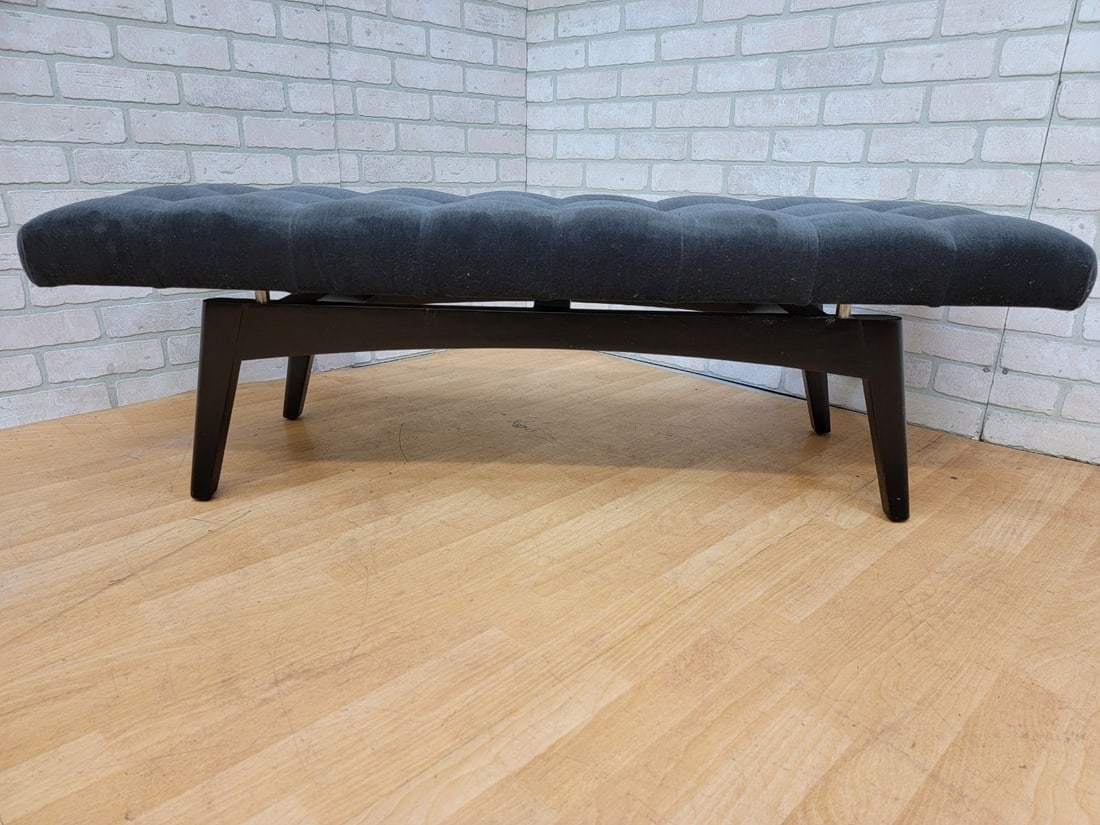 Mid Century Modern Gio Ponti Style Biscuit Tufted Floating Formation Bench Ottoman - 6