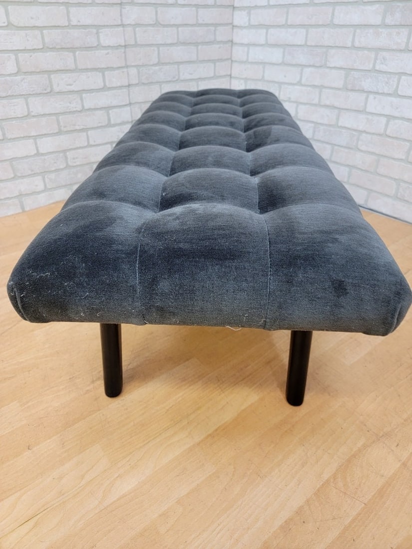 Mid Century Modern Gio Ponti Style Biscuit Tufted Floating Formation Bench Ottoman - 7