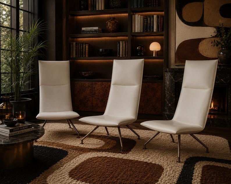 Modern Arne Jacobsen Style Mikasa High Back Lounge Chairs By Davis Furniture - Set of 3: Modern Arne Jacobsen Style Mikasa High Back Lounge Chairs By Davis Furniture - Set of 3 A Sleek and Slender profile makes The Mikasa Lounge chairs s a great product to add drama to any Home or Office 