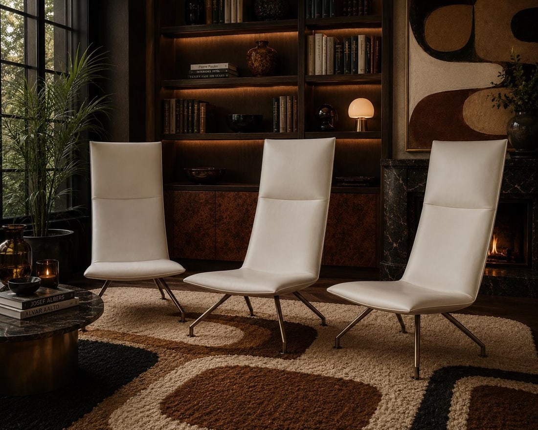 Modern Arne Jacobsen Style Mikasa High Back Lounge Chairs By Davis Furniture - Set of 3 - 2
