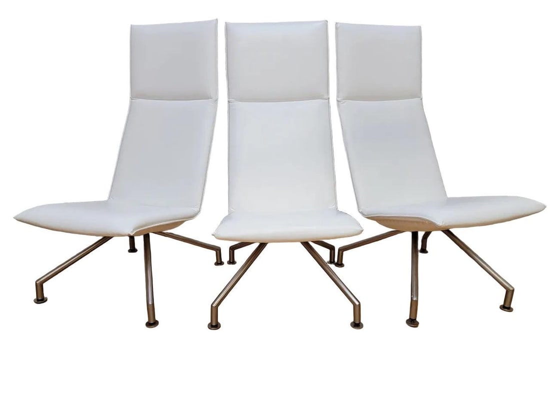 Modern Arne Jacobsen Style Mikasa High Back Lounge Chairs By Davis Furniture - Set of 3 - 4