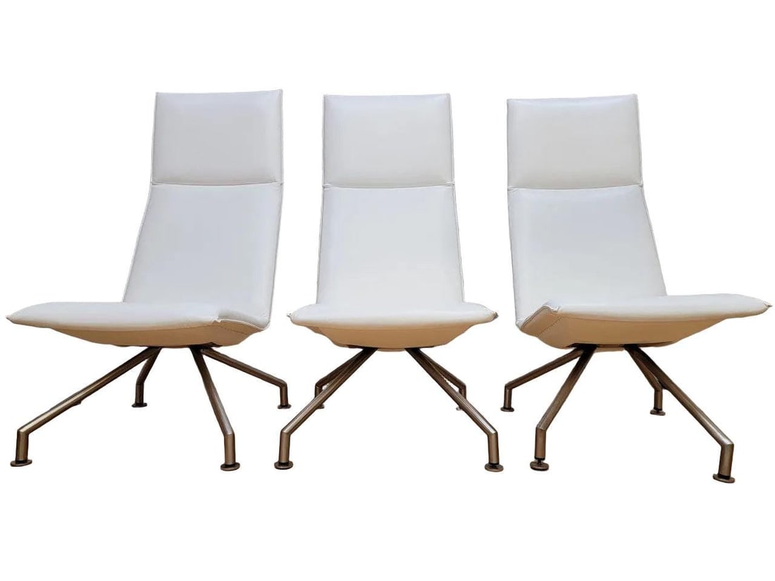 Modern Arne Jacobsen Style Mikasa High Back Lounge Chairs By Davis Furniture - Set of 3 - 5