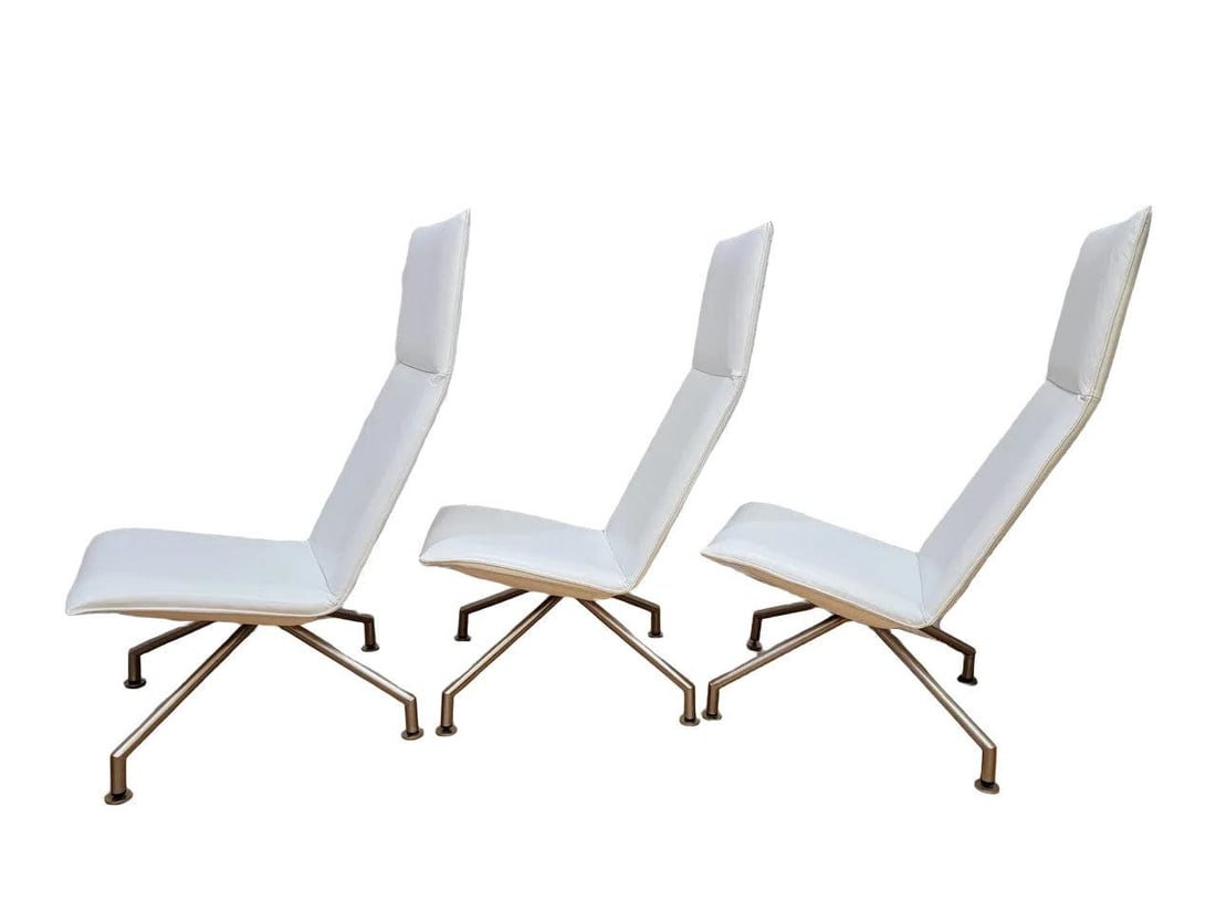 Modern Arne Jacobsen Style Mikasa High Back Lounge Chairs By Davis Furniture - Set of 3 - 7