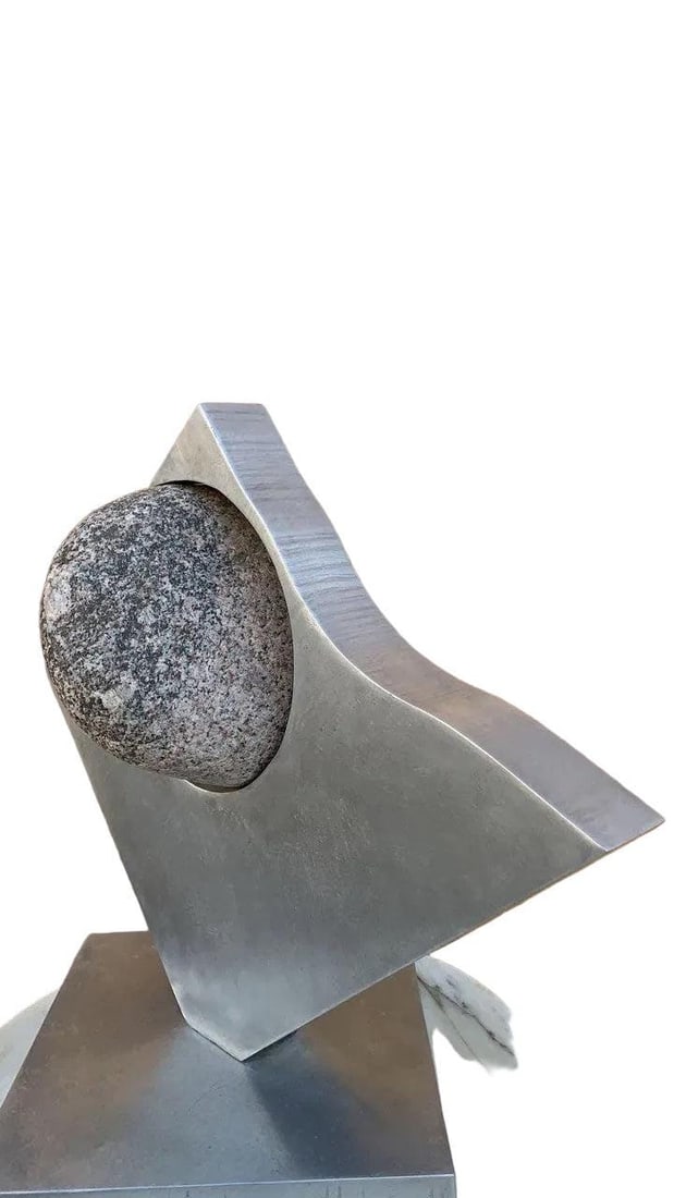 Vintage Thomas C. Hicks Jr. Steel and Stone Sculpture - 7