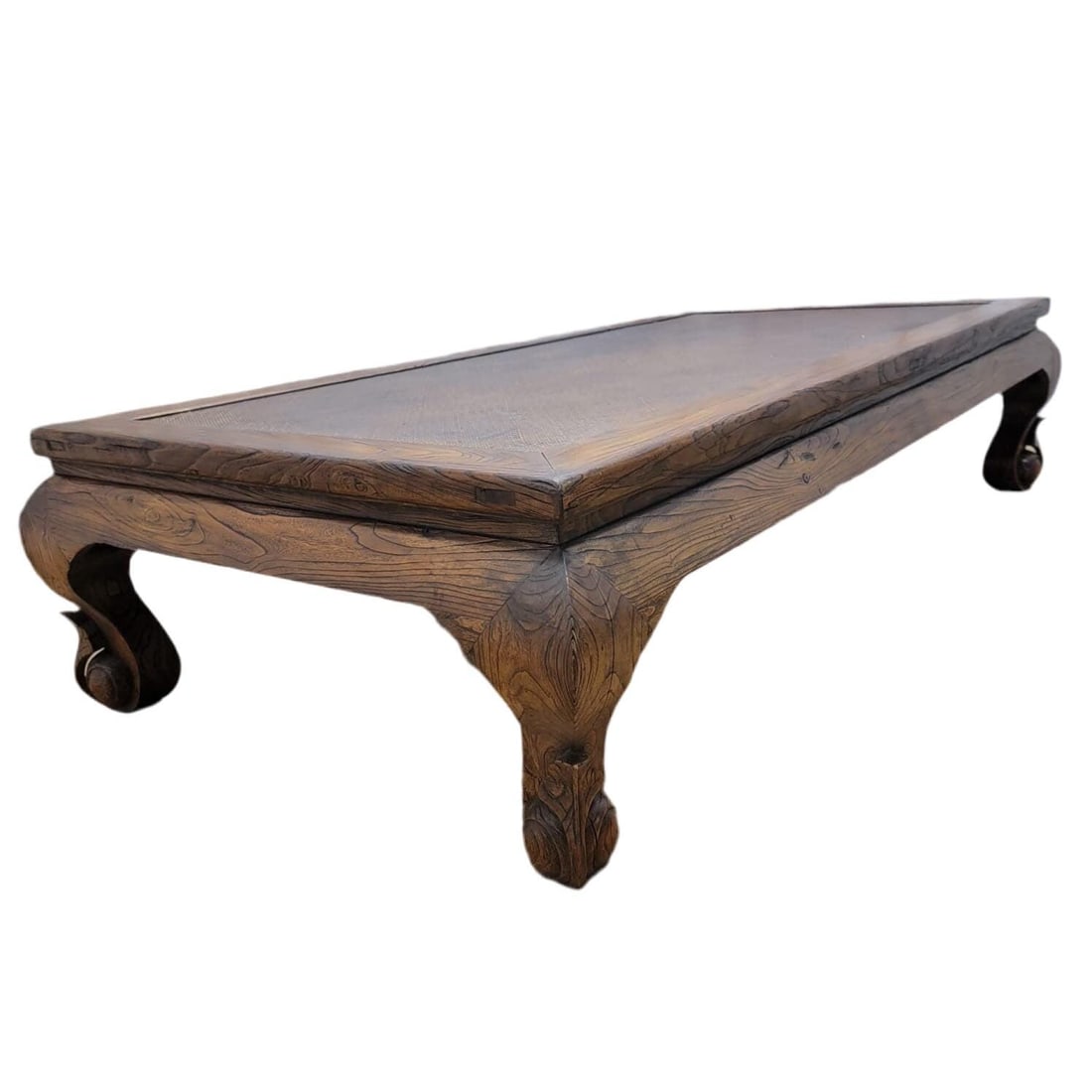 Antique Shanxi Province Elm and Rattan Coffee Table - 2