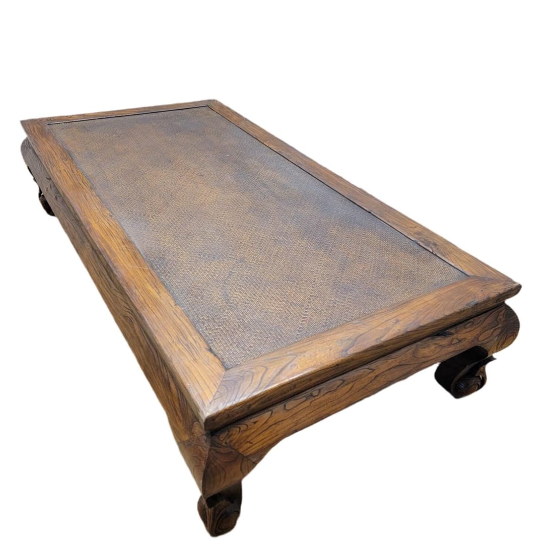Antique Shanxi Province Elm and Rattan Coffee Table - 5