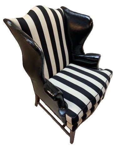 Regency Style Baker Furniture Wingback Lounge Chair Newly Upholstered - 3