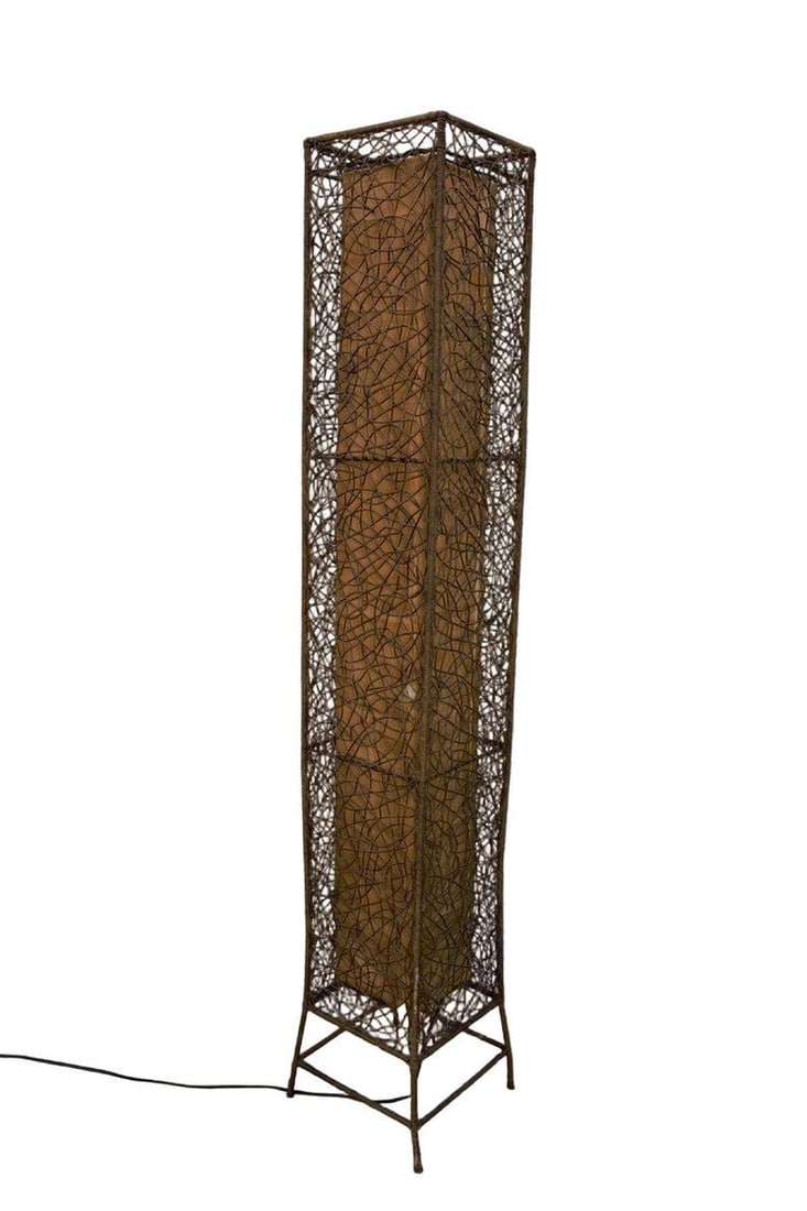 MCM Italian Rattan and Fabric Floor Lamp (1 of 8)
