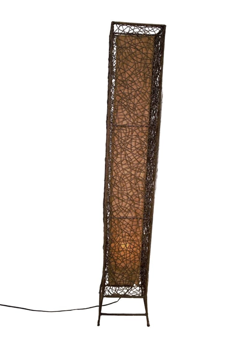 MCM Italian Rattan and Fabric Floor Lamp - 3