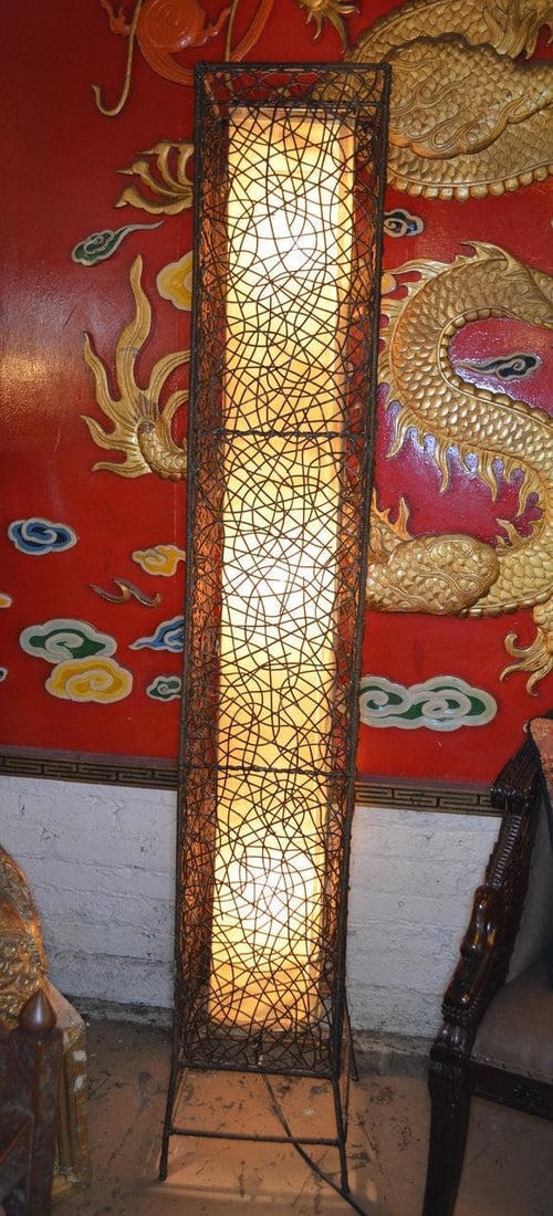 MCM Italian Rattan and Fabric Floor Lamp - 5