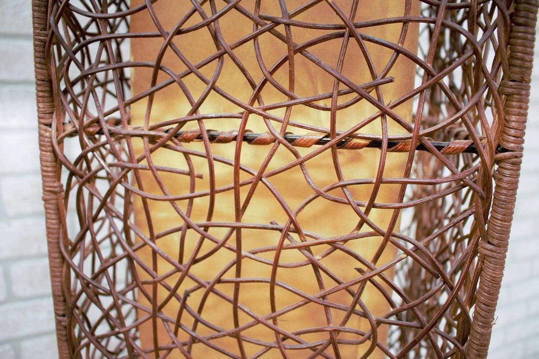 MCM Italian Rattan and Fabric Floor Lamp - 7