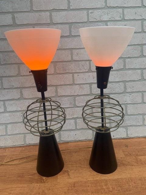 Mid Century Modern Atomic Metal Table Lamps - Pair - 5
