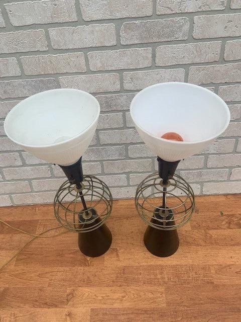 Mid Century Modern Atomic Metal Table Lamps - Pair - 7