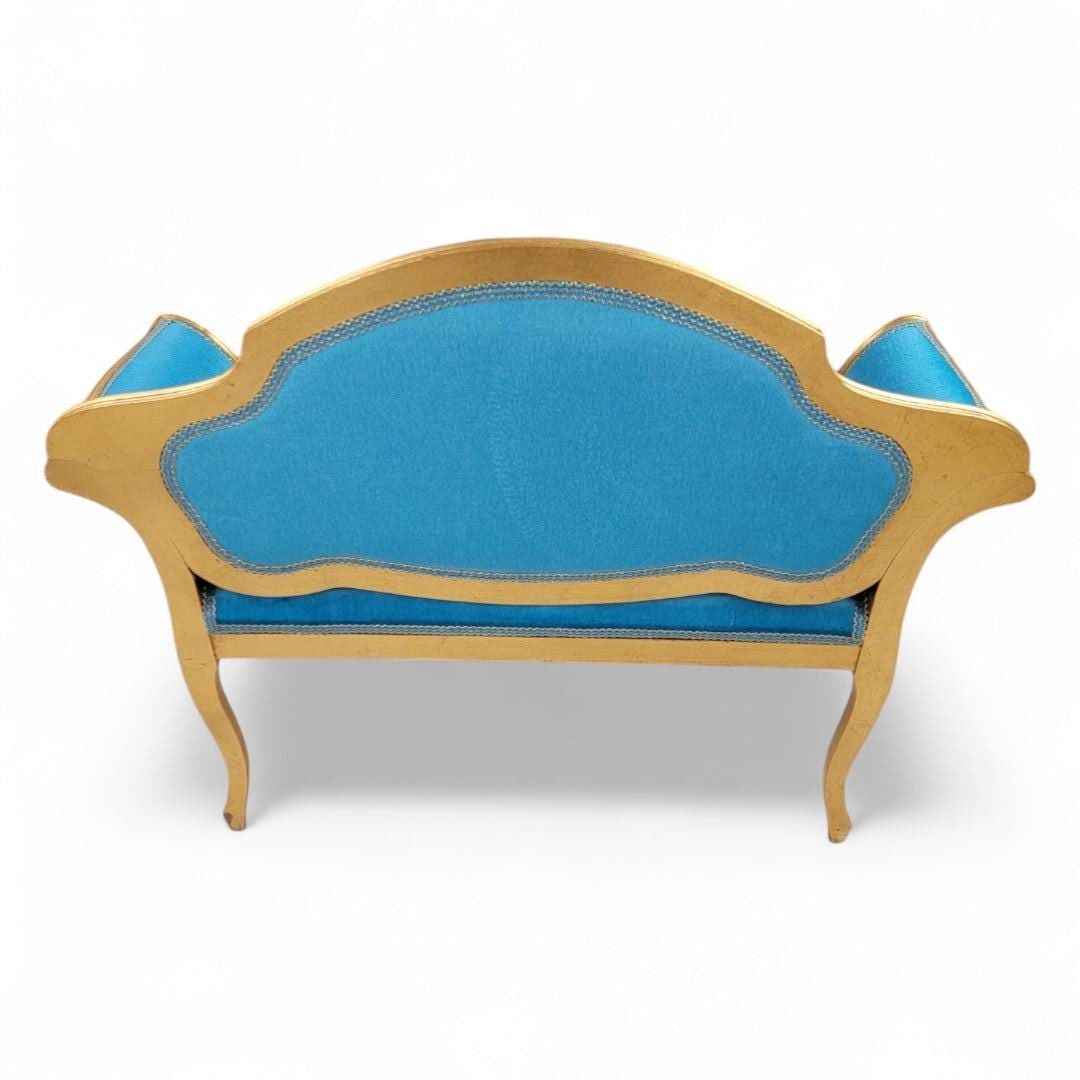 Antique French Tufted Petite Bench Newly Reupholstered - 5