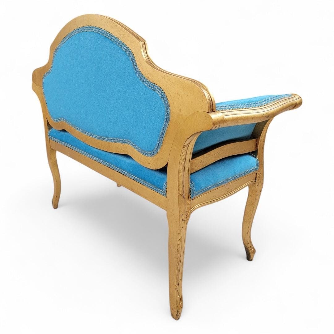 Antique French Tufted Petite Bench Newly Reupholstered - 6
