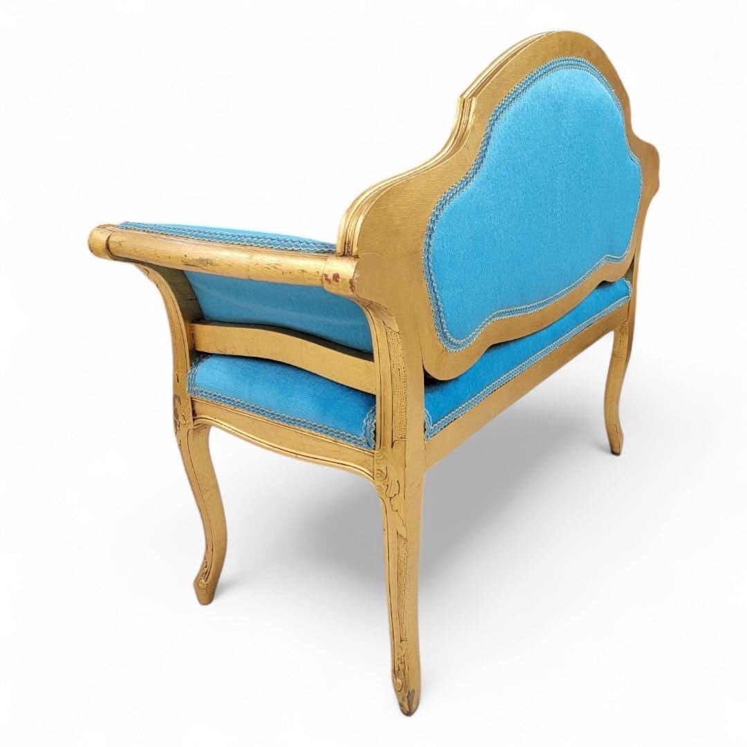 Antique French Tufted Petite Bench Newly Reupholstered - 8