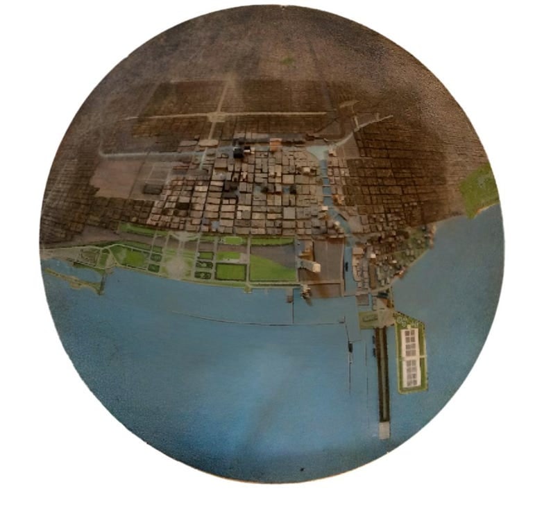 Vintage Architectural Rendition of Chicago Wall Art: Vintage Architectural Rendition of Chicago Wall Art This piece was purchased from a bank in Chicago that closed and would look wonderful on any room of the house or office. It depicts the Chicago