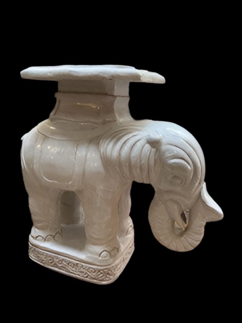 Vintage Elephant Pedestal Stand Table - 3