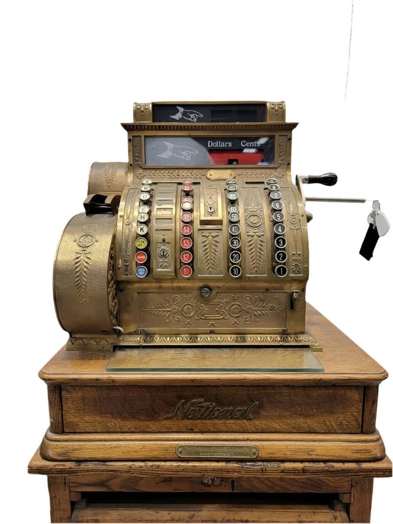 Antique National Cash Register Co. Model 422X with Paper Receipt Ink Printer (1 of 8)
