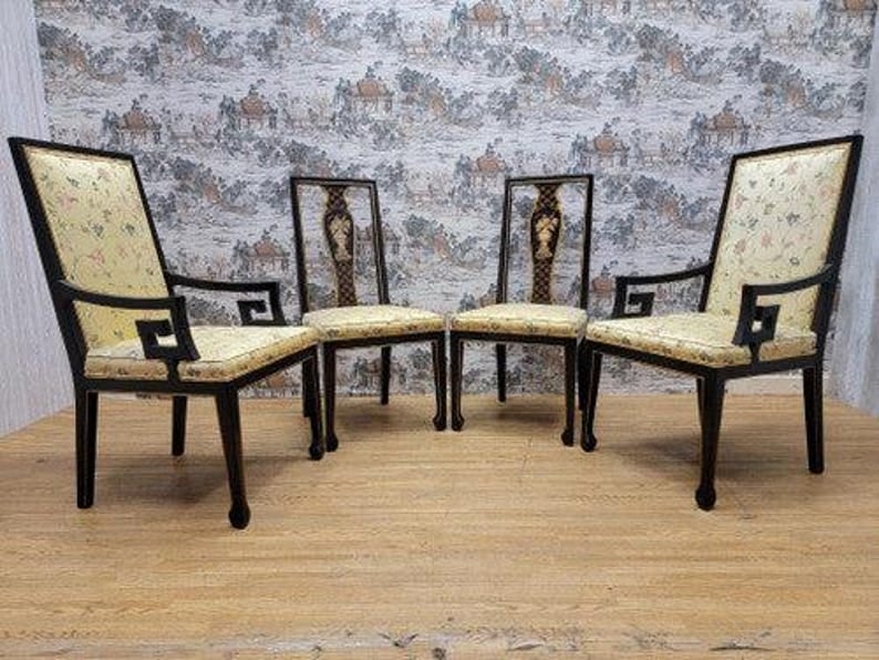 Hollywood Regency Asian Style Dining Chairs by Karges - Set of 4 (1 of 8)