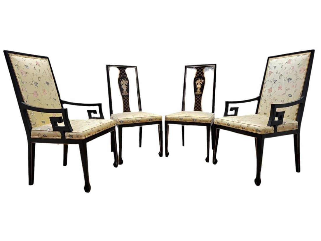 Hollywood Regency Asian Style Dining Chairs by Karges - Set of 4 - 3