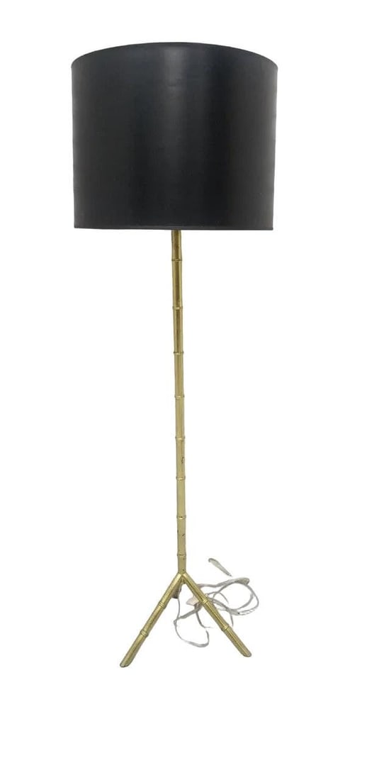 Vintage Neoclassical Faux Bamboo Tripod Floor Lamp - 3