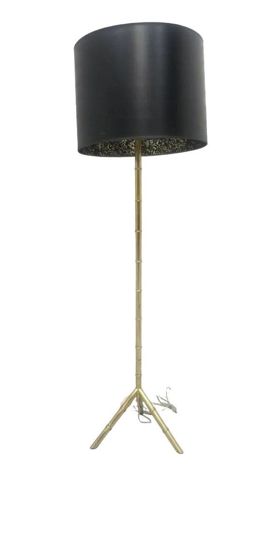 Vintage Neoclassical Faux Bamboo Tripod Floor Lamp - 4